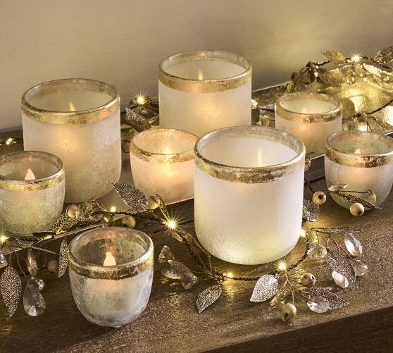 Modern Glass Candleholders - White & Gold | Pottery Barn