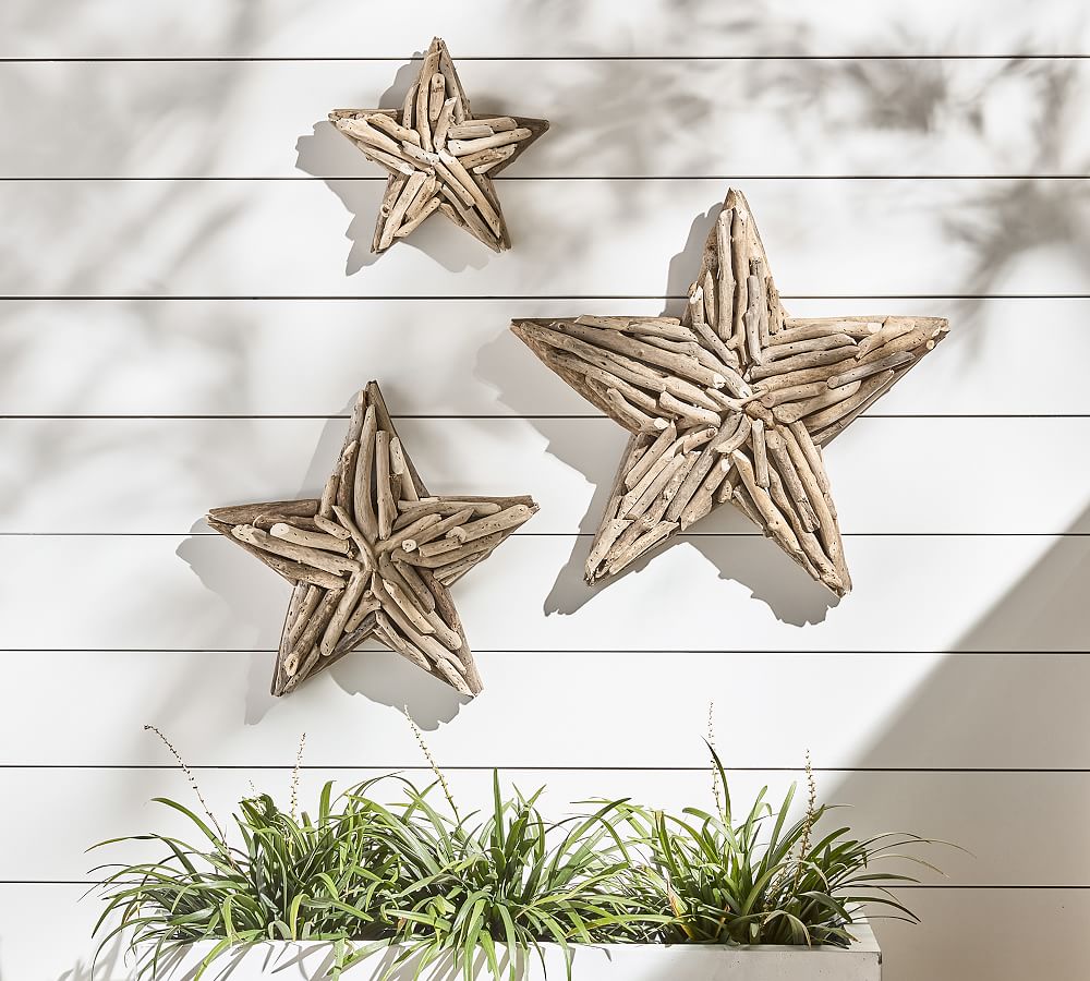 Driftwood Stars Wall Art - Set Of 3