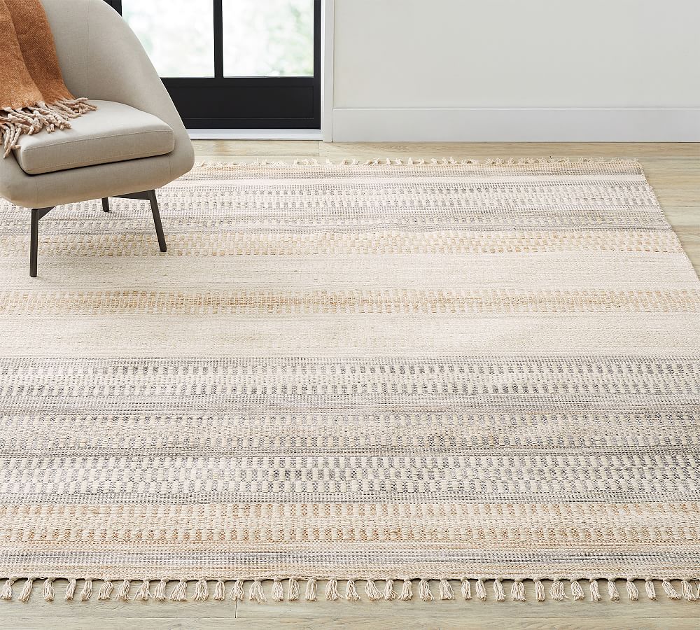 STYLISH KNOTTED WOOL AREA RUG, FLAT WEAVE