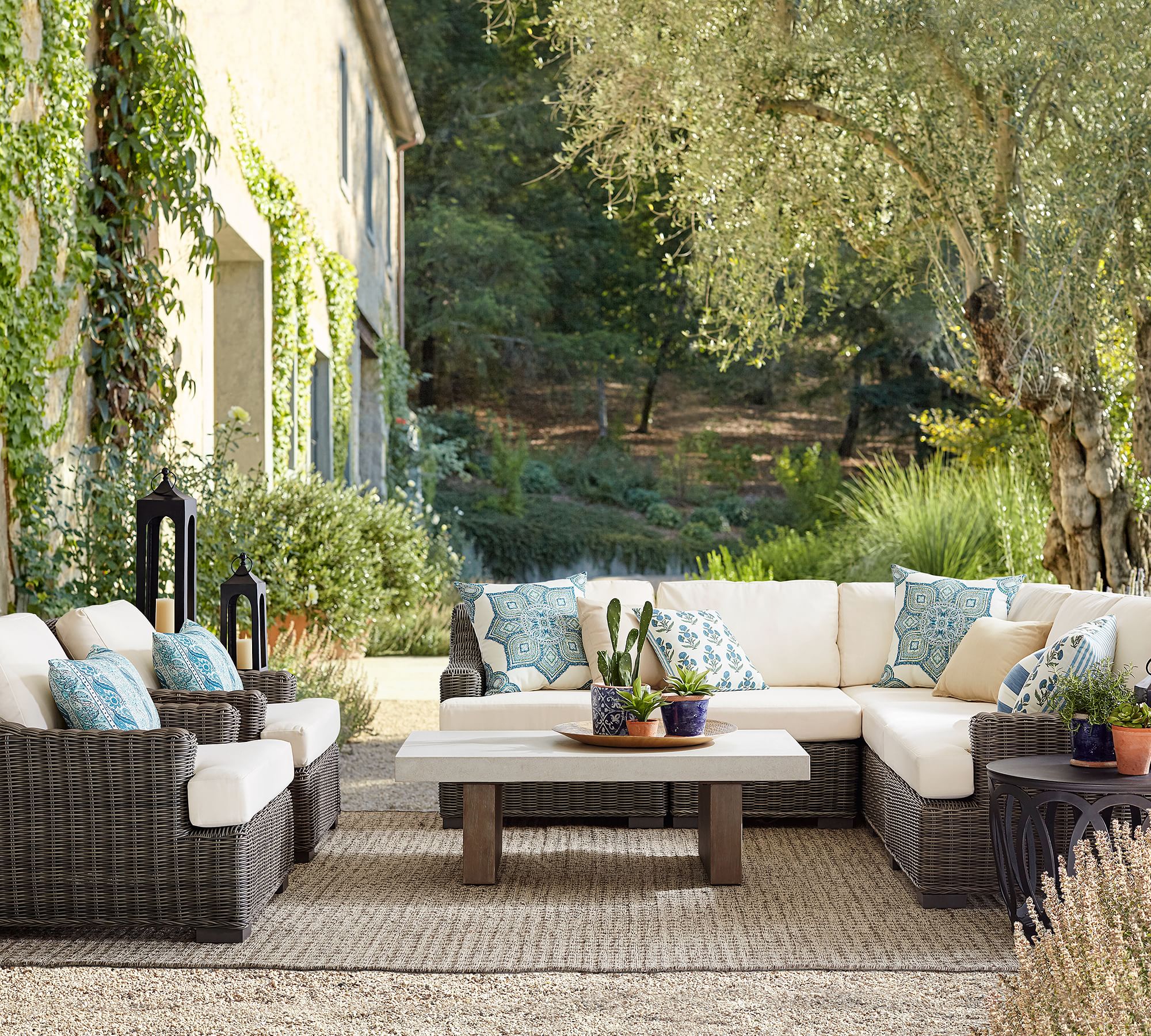 Open Box: Build Your Own - Huntington Wicker Slope Arm Outdoor Sectional Components
