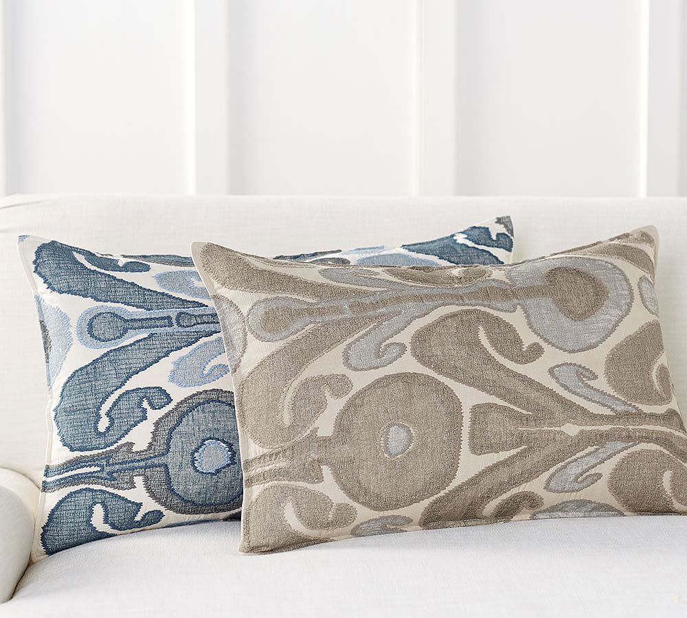 Kenmare Ikat Embroidered Lumbar Pillow Cover