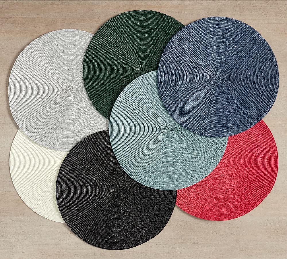 GREY Woven Round Placemats - Set of 4