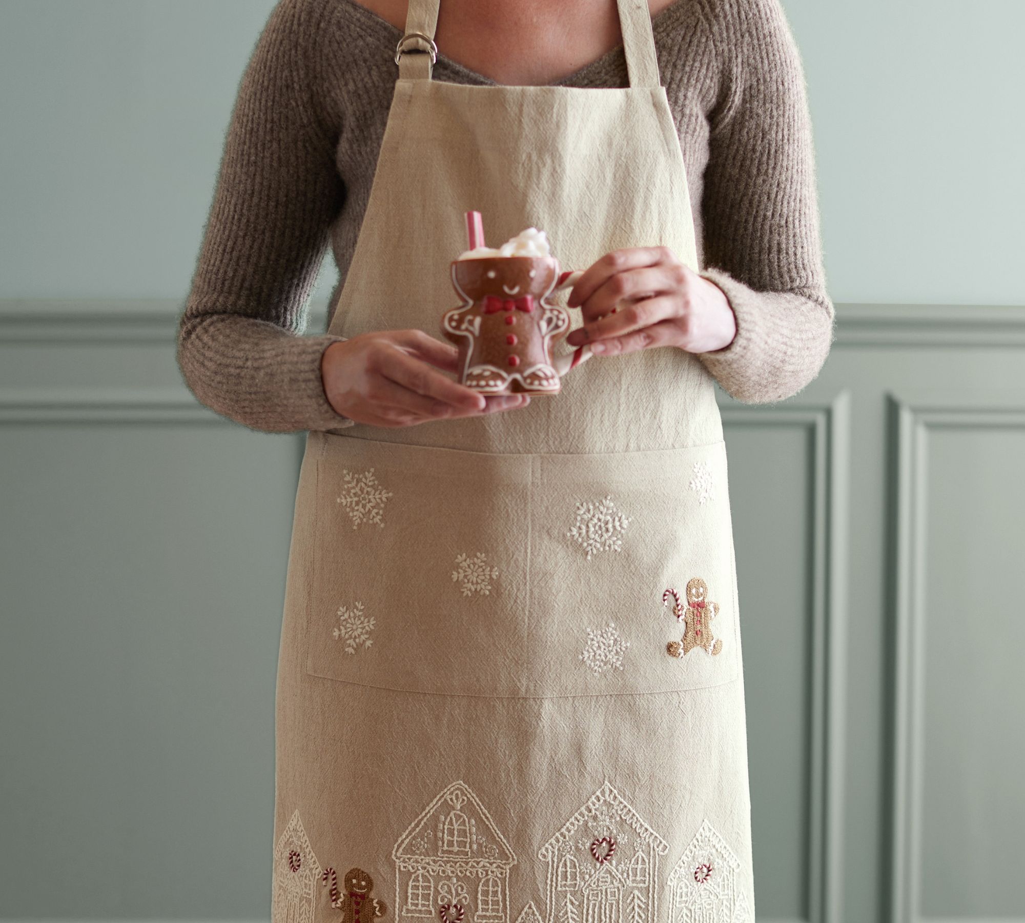 Gingerbread Village Embroidered Adult Apron