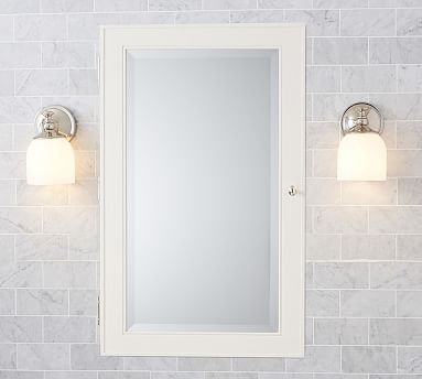 White recessed shop medicine cabinet