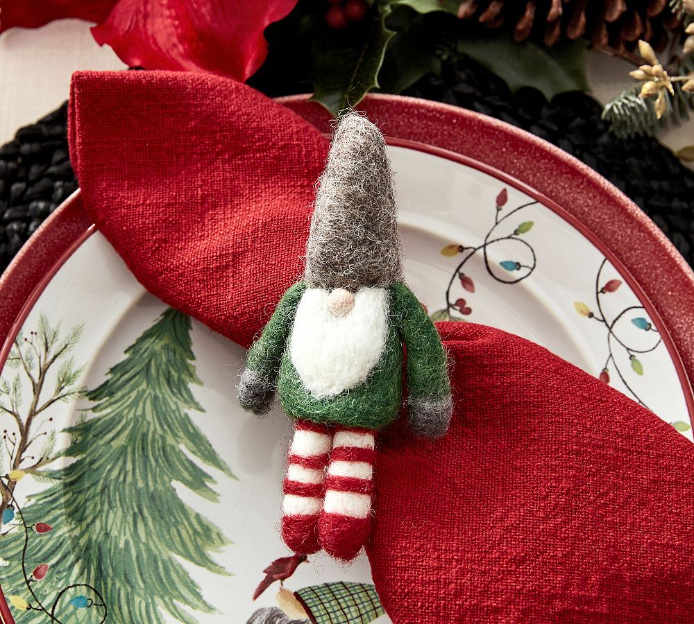 Gnome Handcrafted Wool Felt Napkin Rings - Set of 4