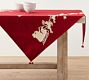 Sleigh Bell Crewel Embroidered Cotton Table Throw