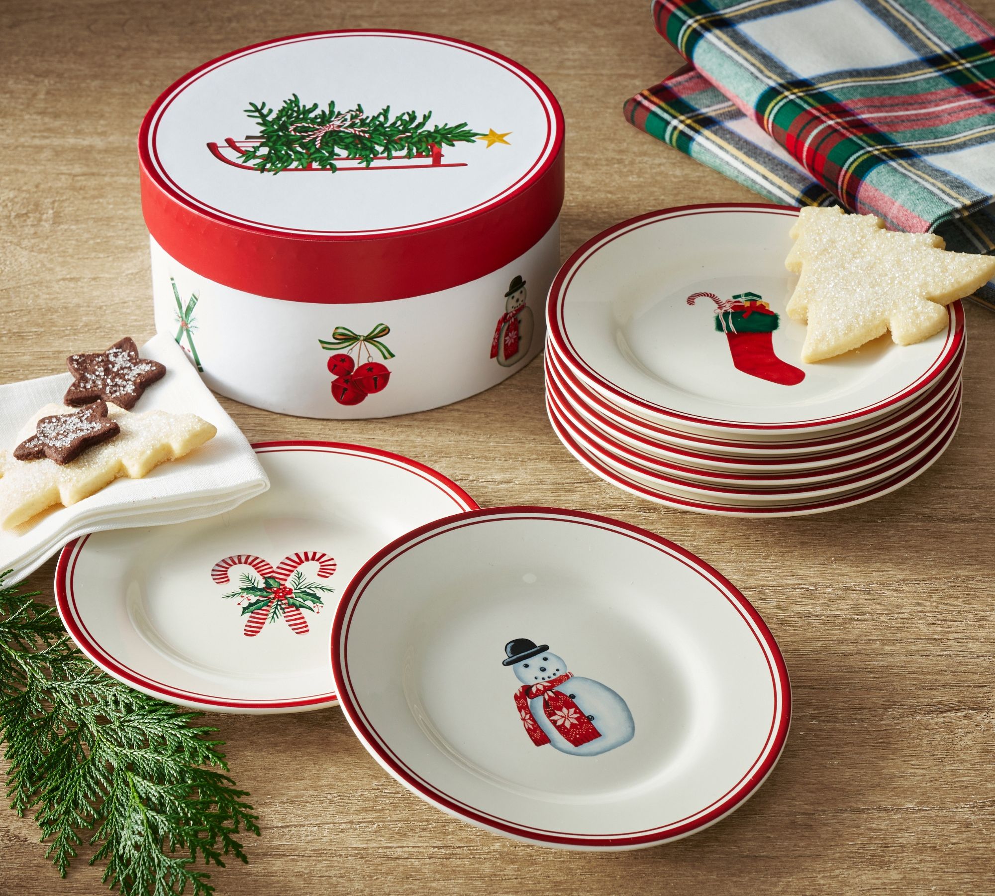 Holiday Classics Appetizer Plates - Mixed Set of 8