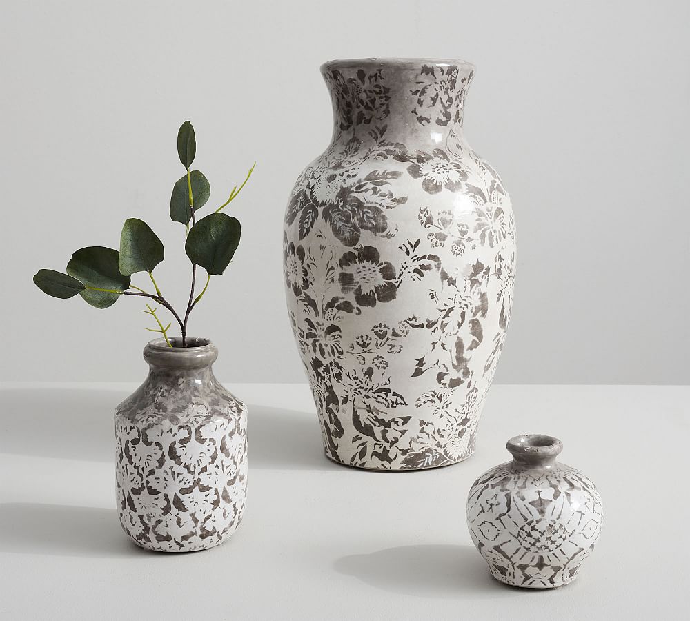 Collette Handcrafted Floral Terracotta Vases