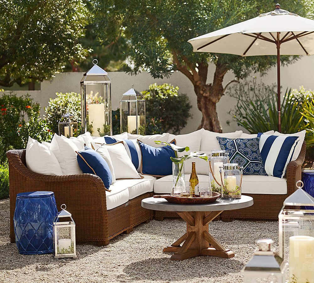 Build Your Own - Palmetto All-Weather Wicker Sectional Components, Honey