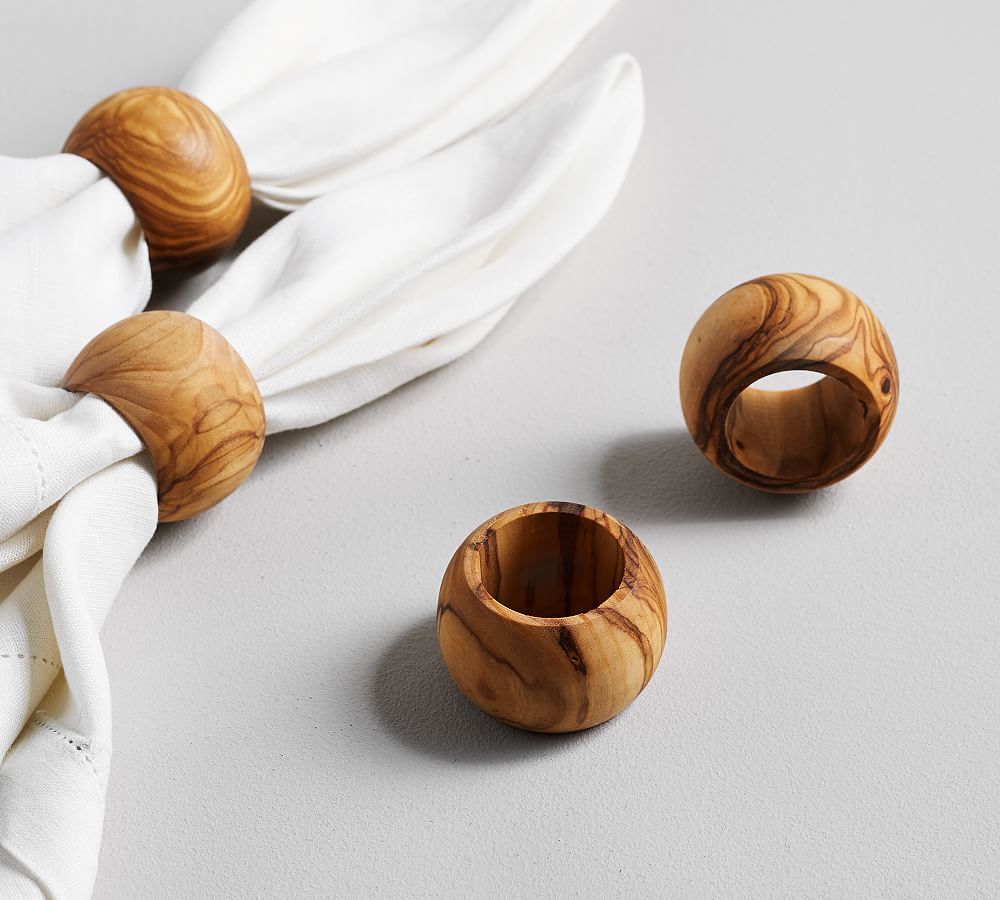 Olive Wood Napkin Rings - Set of 4
