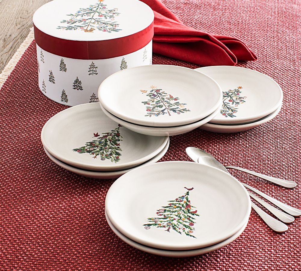Christmas in the Country Stoneware Appetizer Plates - Set of 8