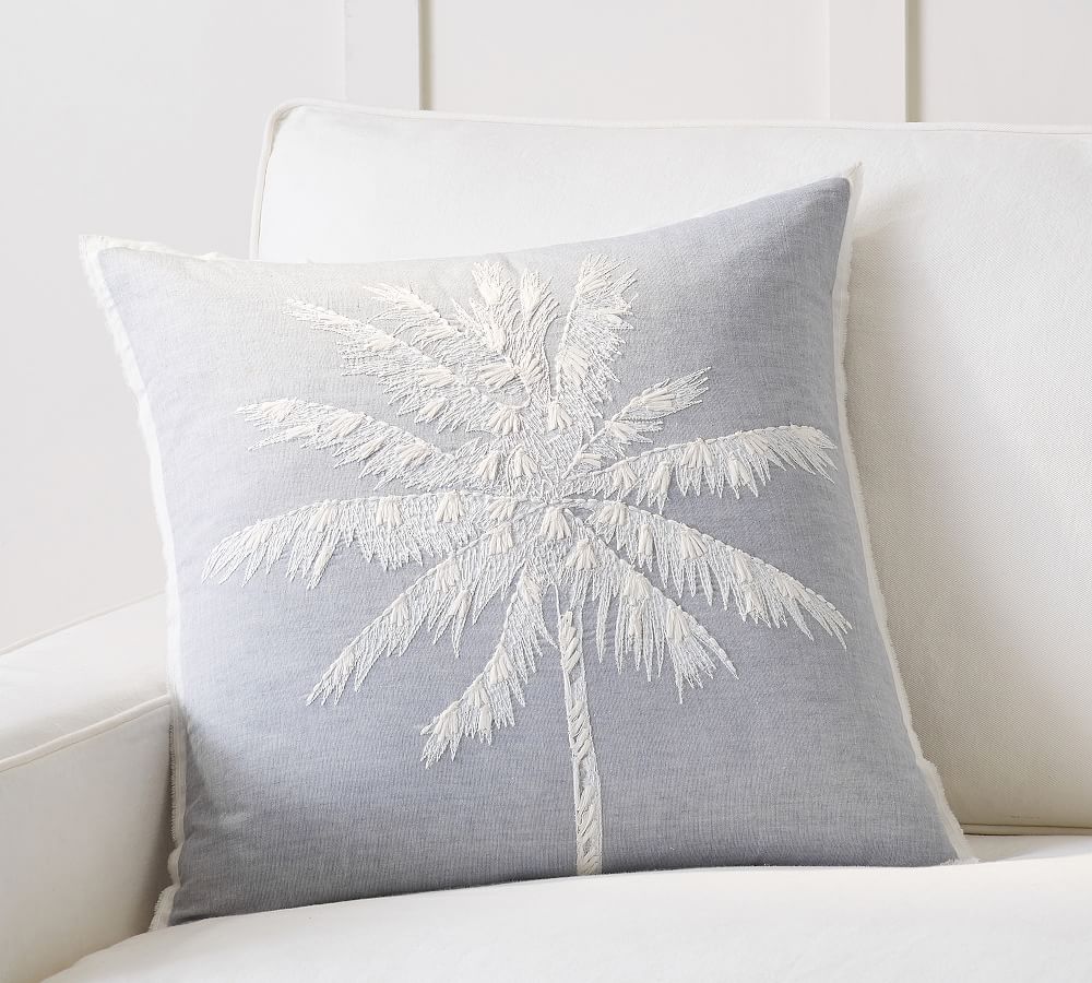 Palm Embroidered Pillow Cover