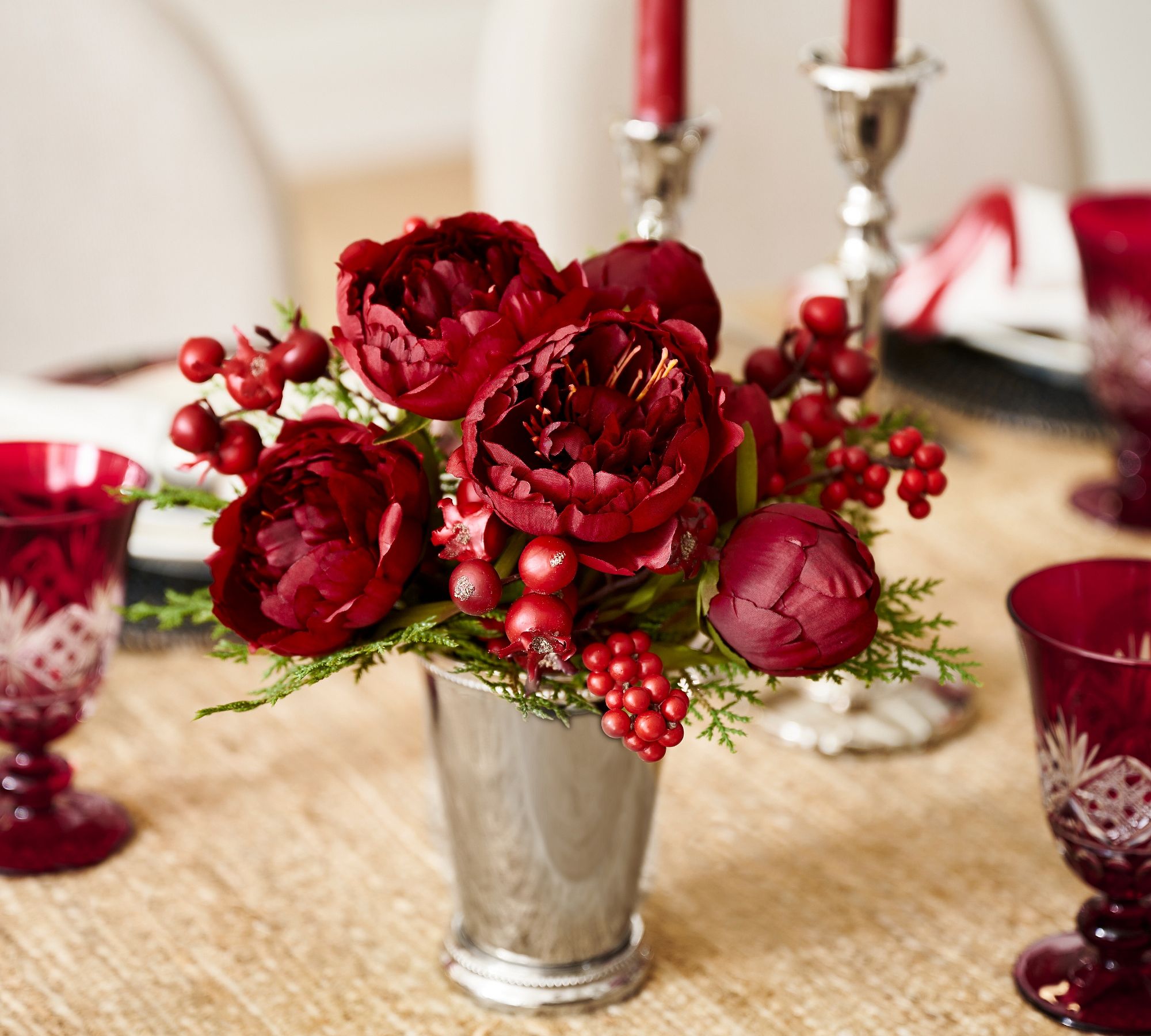 Faux Red Peony Bundle