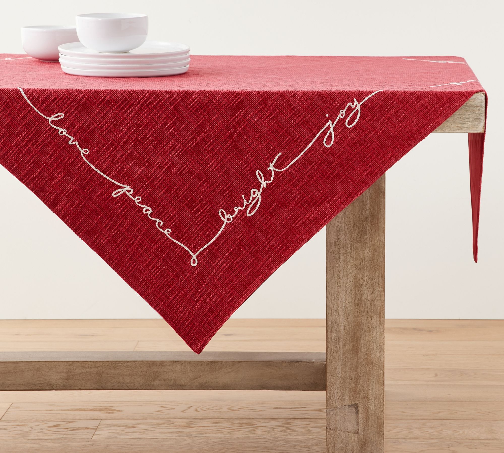 Holiday Sentiment Organic Cotton Table Throw