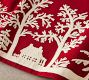 Sleigh Bell Crewel Embroidered Cotton Table Throw