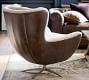 Wells Tufted Leather Shearling Swivel Chair
