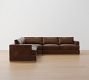 Carmel Recessed Arm Wood Base Leather 3-Piece L-Shaped Wedge Sectional (121&quot;)