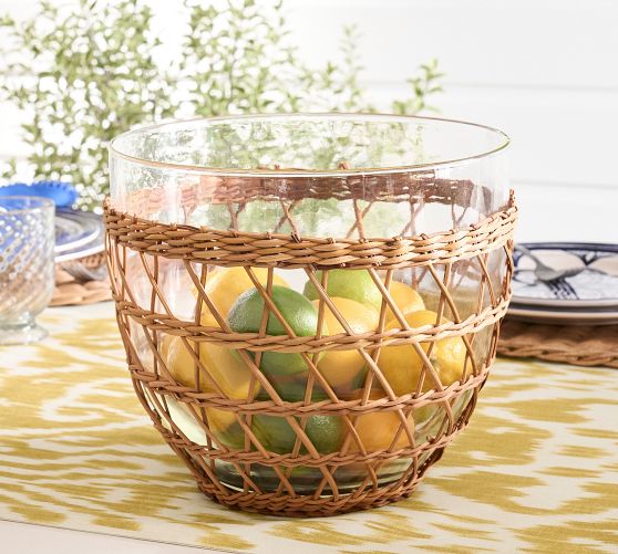 Hammered Handcrafted Glass Serving Bowl