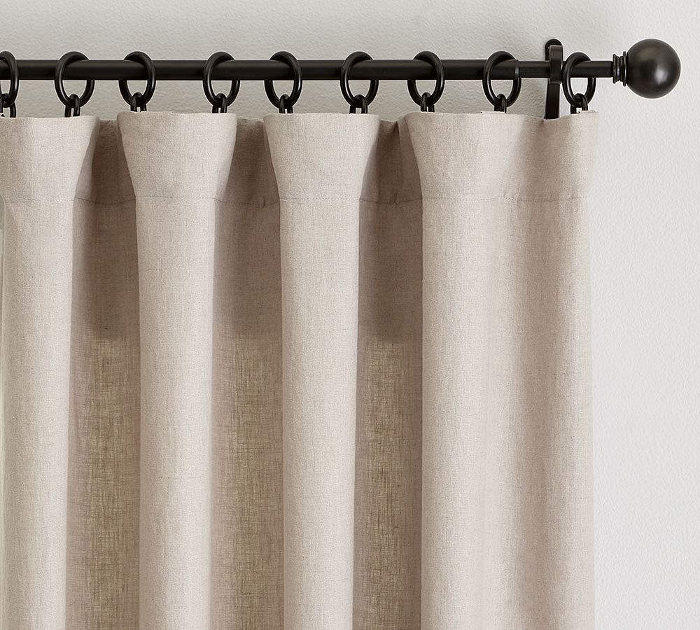 Custom Belgian Flax Linen Blackout Curtain - Dark Flax