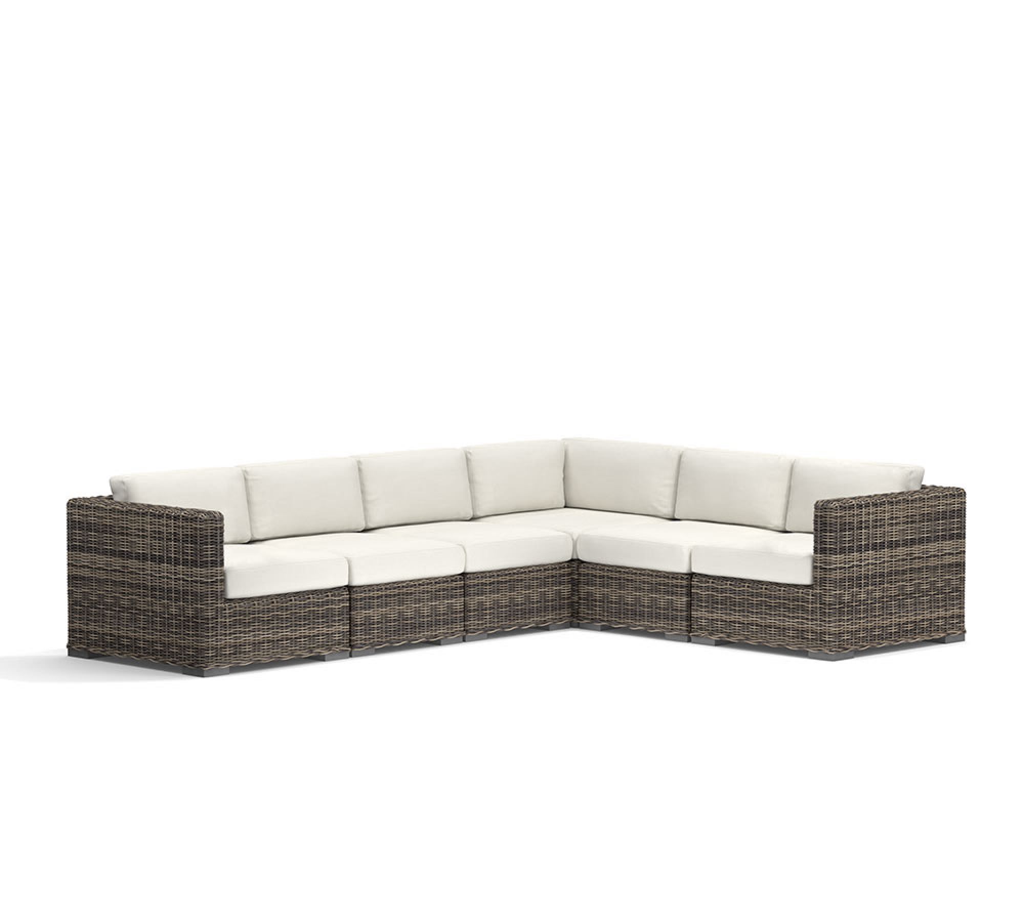 Huntington Wicker 6-Piece Square Arm Outdoor Sectional (126")