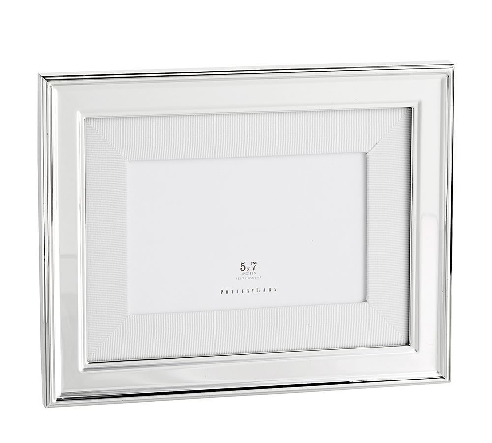 Personalized Silver-Plated Grosgrain Ribbon Mat Frame - 5" x 7", White