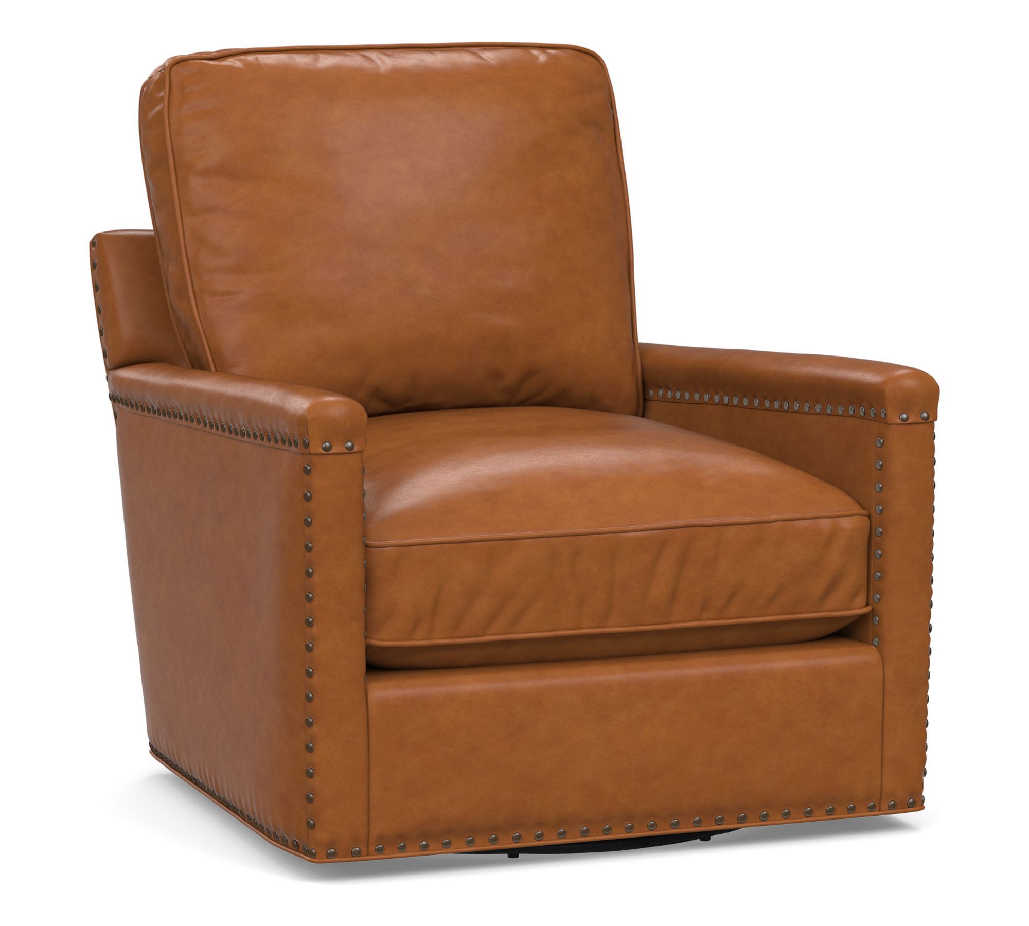 Tyler Square Arm Leather Swivel Chair