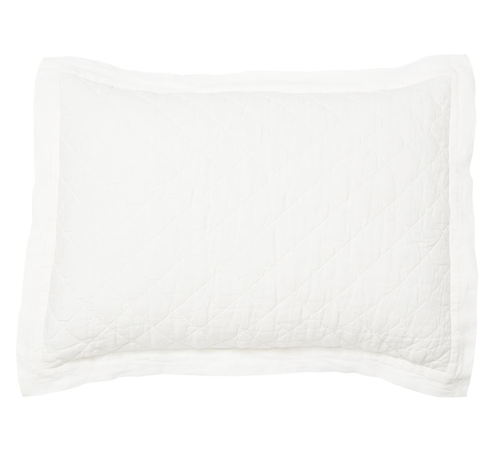 Belgian Flax Linen Diamond Shams - Set of 2 (White)