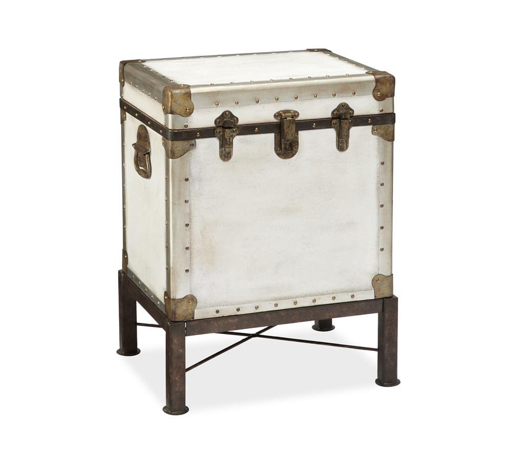 Ludlow Trunk End Table with Stand, White