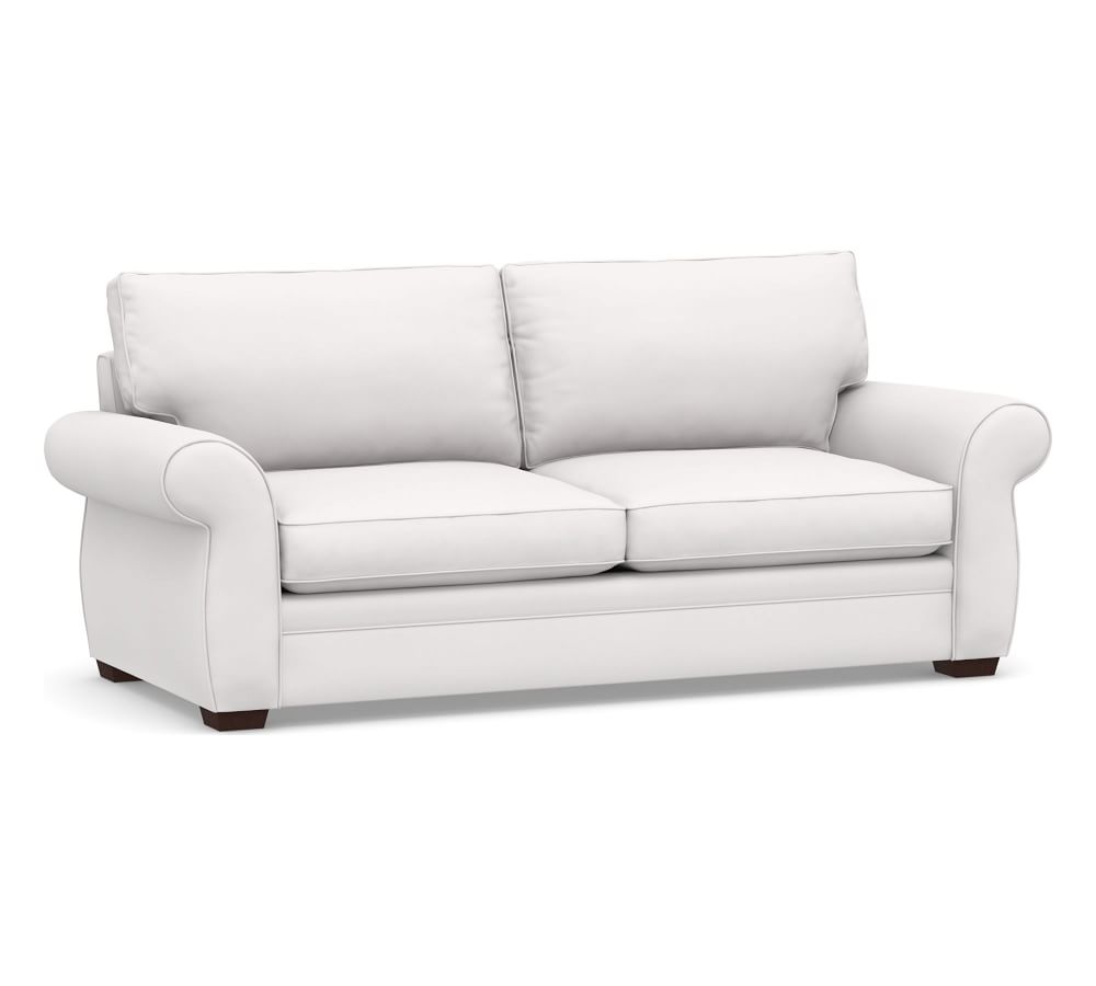 Pearce Roll Arm Upholstered Queen Sleeper Sofa 2X2, Down Blend Wrapped Cushions, Twill White