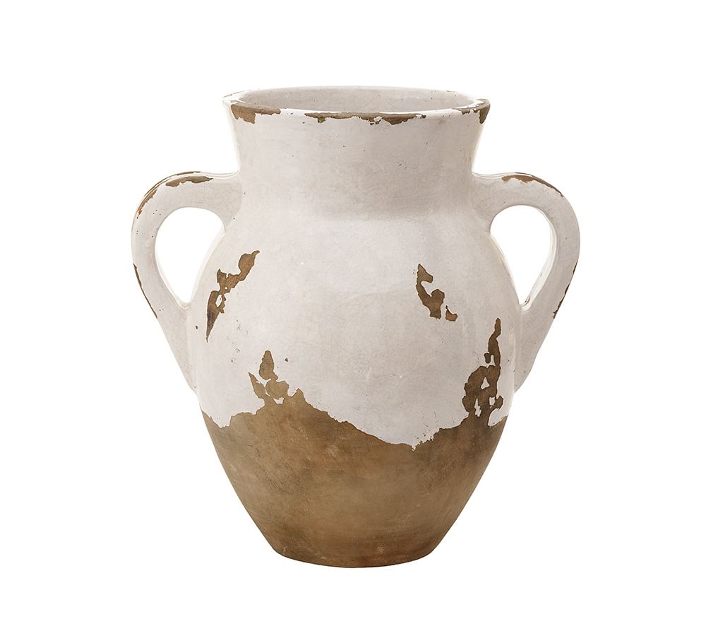 Tuscan Terra Cotta Vase, Medium Double-Handled Urn