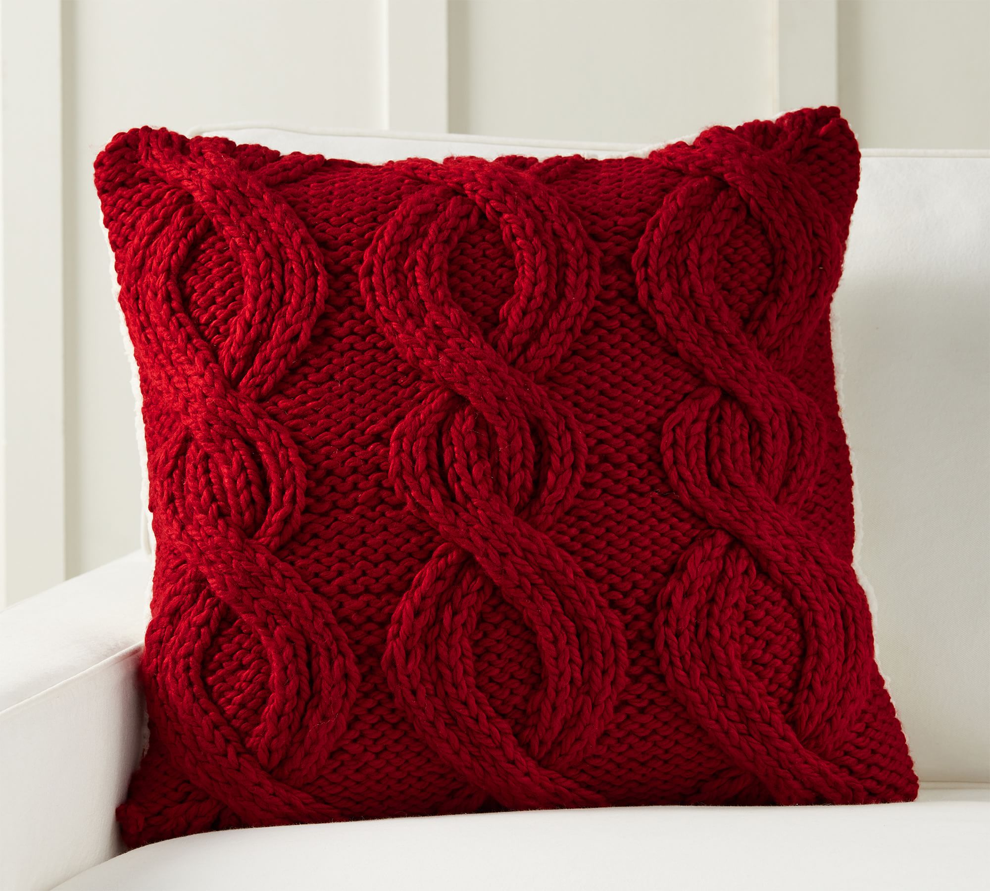 Alpine Handknit Cable Sherpa Back Pillow