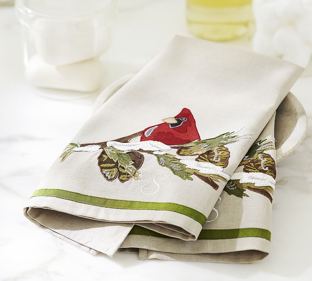 Cardinal Embroidered Guest Towel, Set of 2