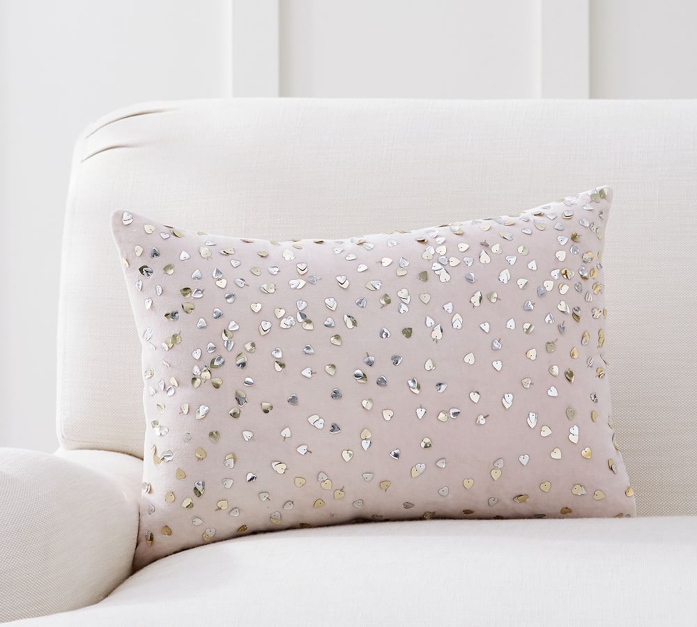 Monique Lhuillier Velvet Embellished Lumbar Pillow