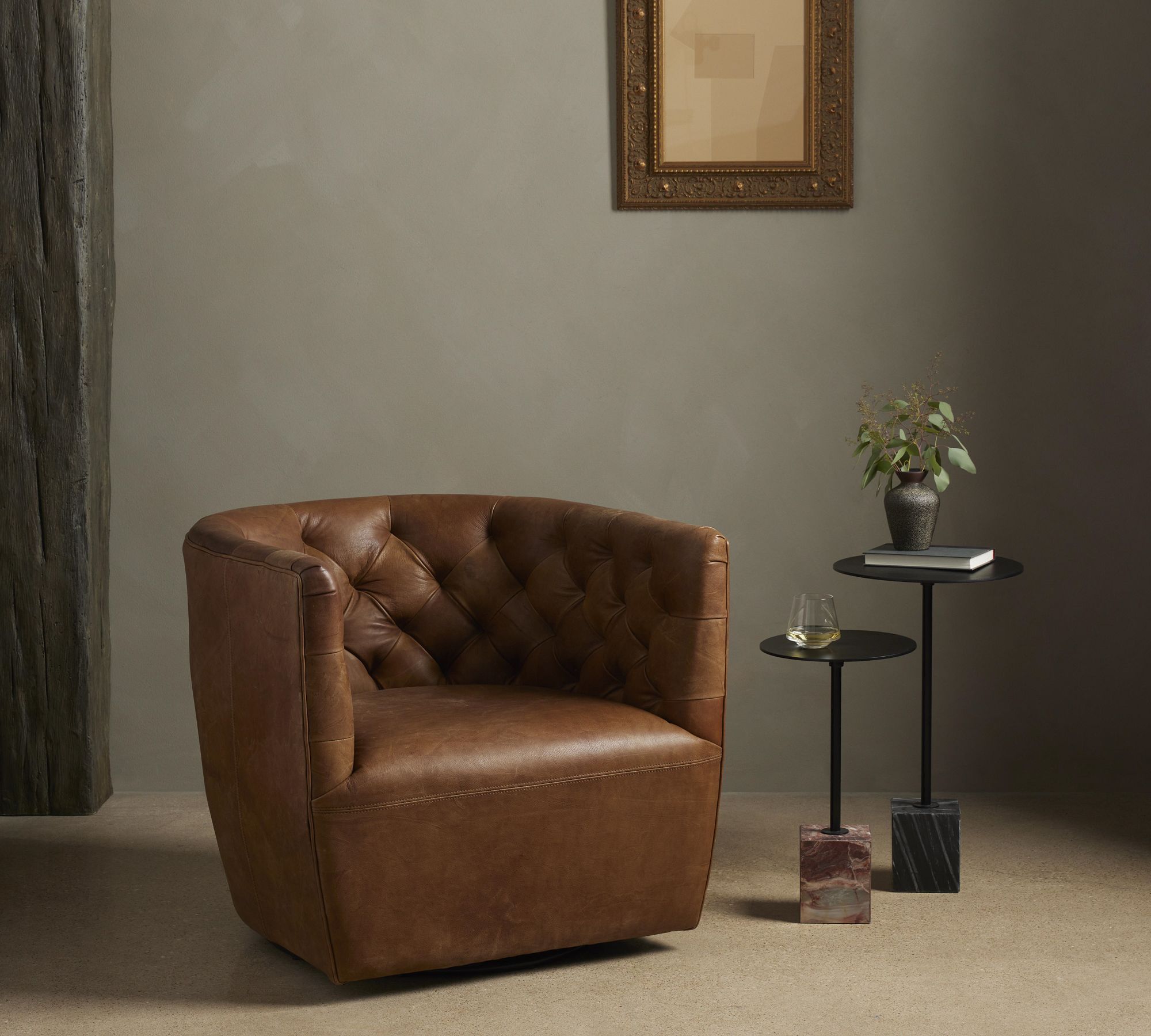 Mia Leather Swivel Chair