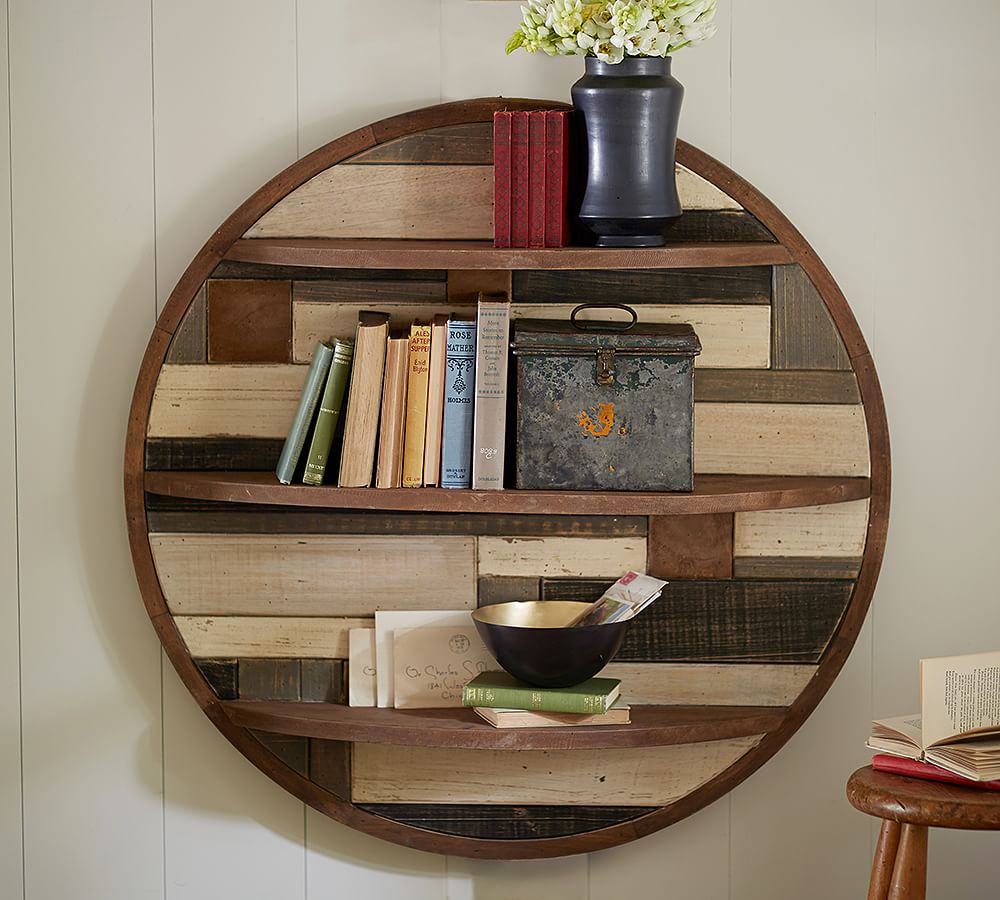 Circular Planked Wood Shelf