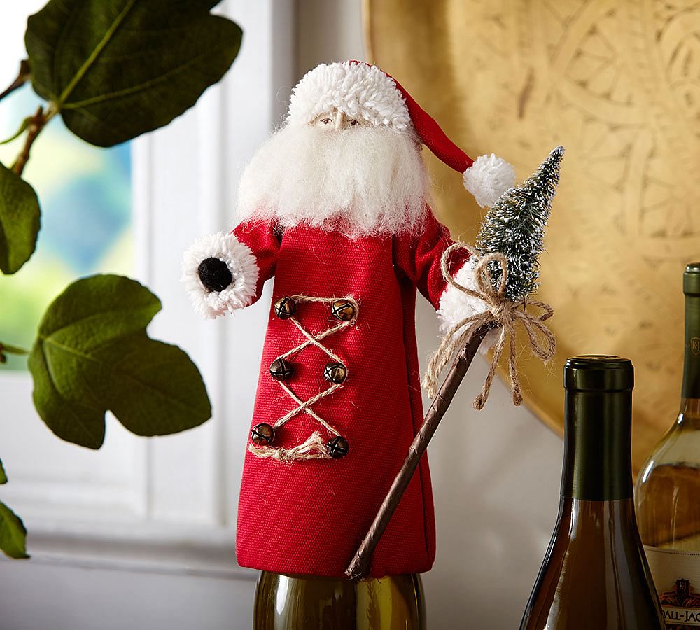 Santa With Tree Bottle Topper