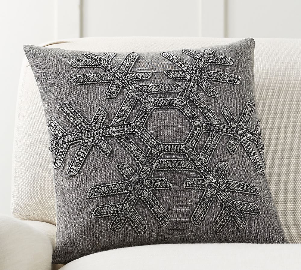 Drew Snowflake Embroidered Pillow Cover