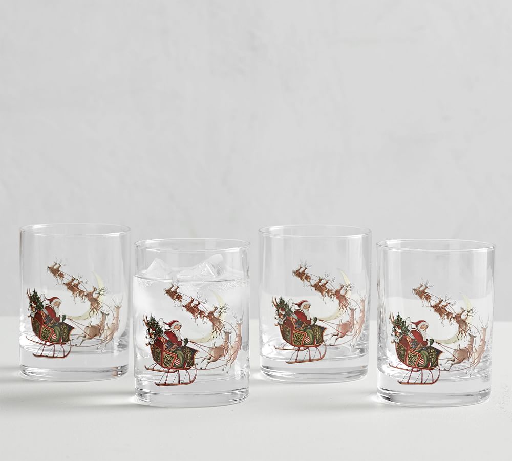 Nostalgic Santa Glass Tumblers, Set of 4