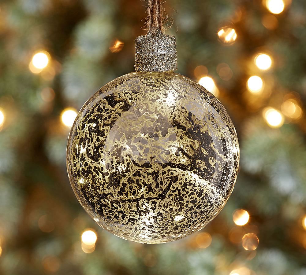 Lit Silver Globe Ornament