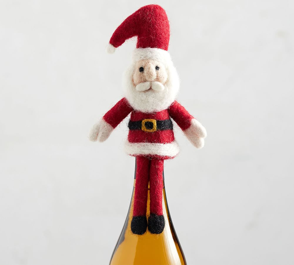 Santa Claus Felt Wine Topper