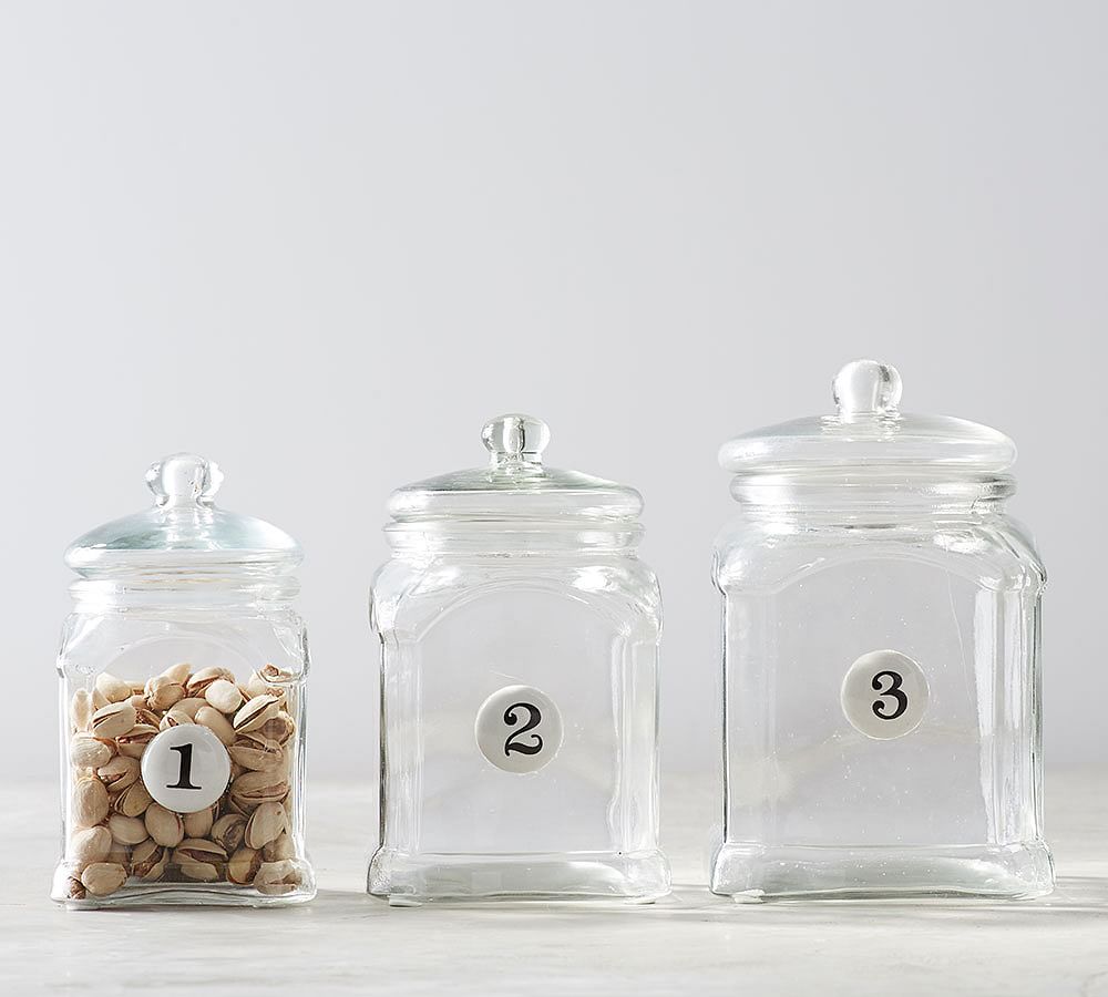 Numbered Glass Canisters, Set of 3