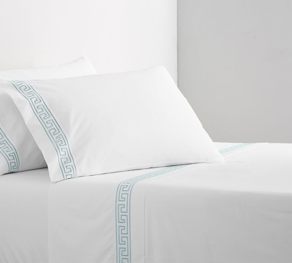Geo Embroidered Organic Percale Sheet Set