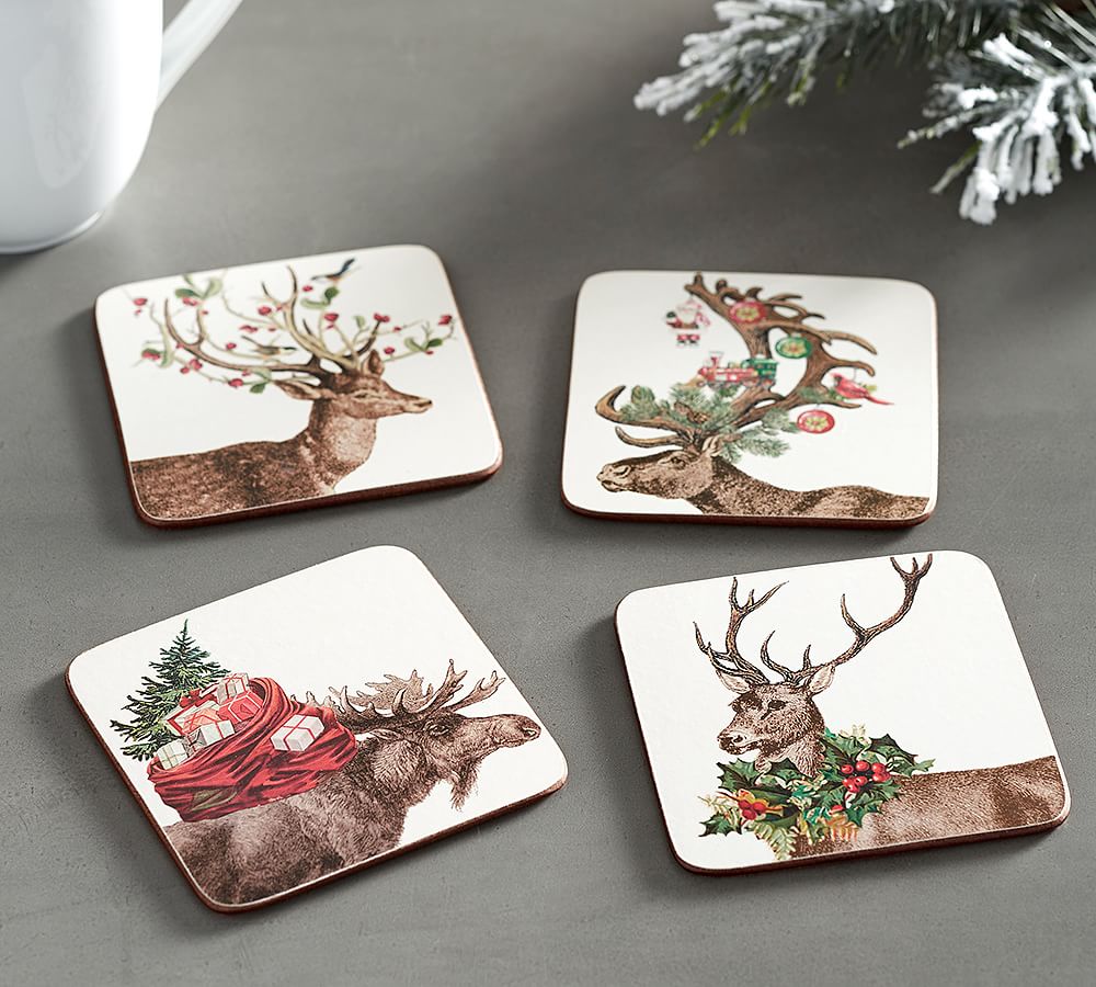 Silly Stag Cork Coaster, Set of 4