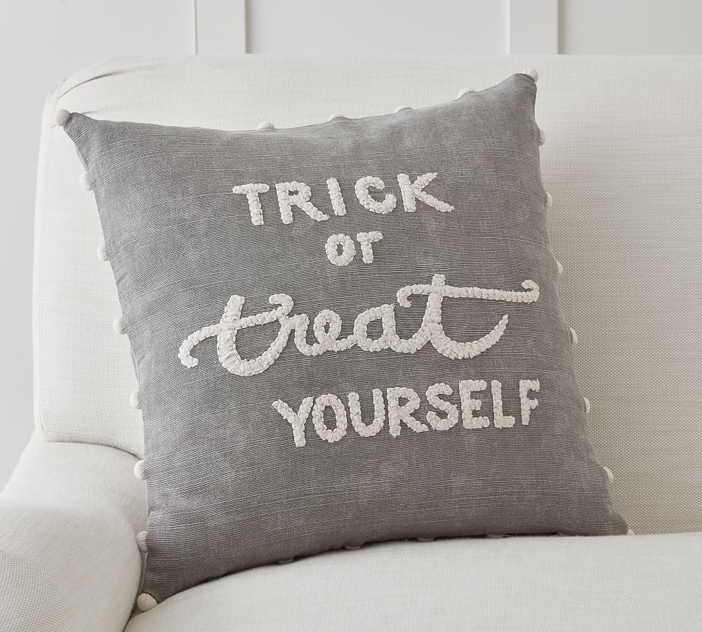 Trick or Treat Yourself Embroidered Pillow Cover