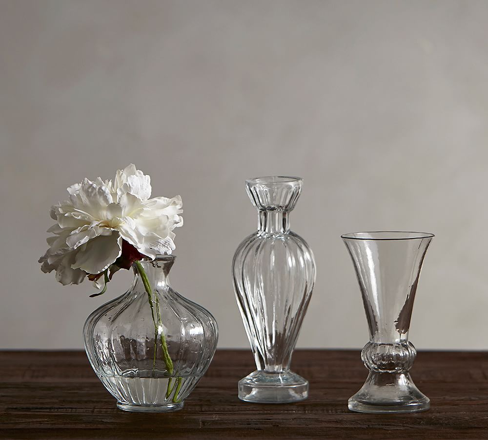 Glass Bud Vase, Eclectic Set of 3
