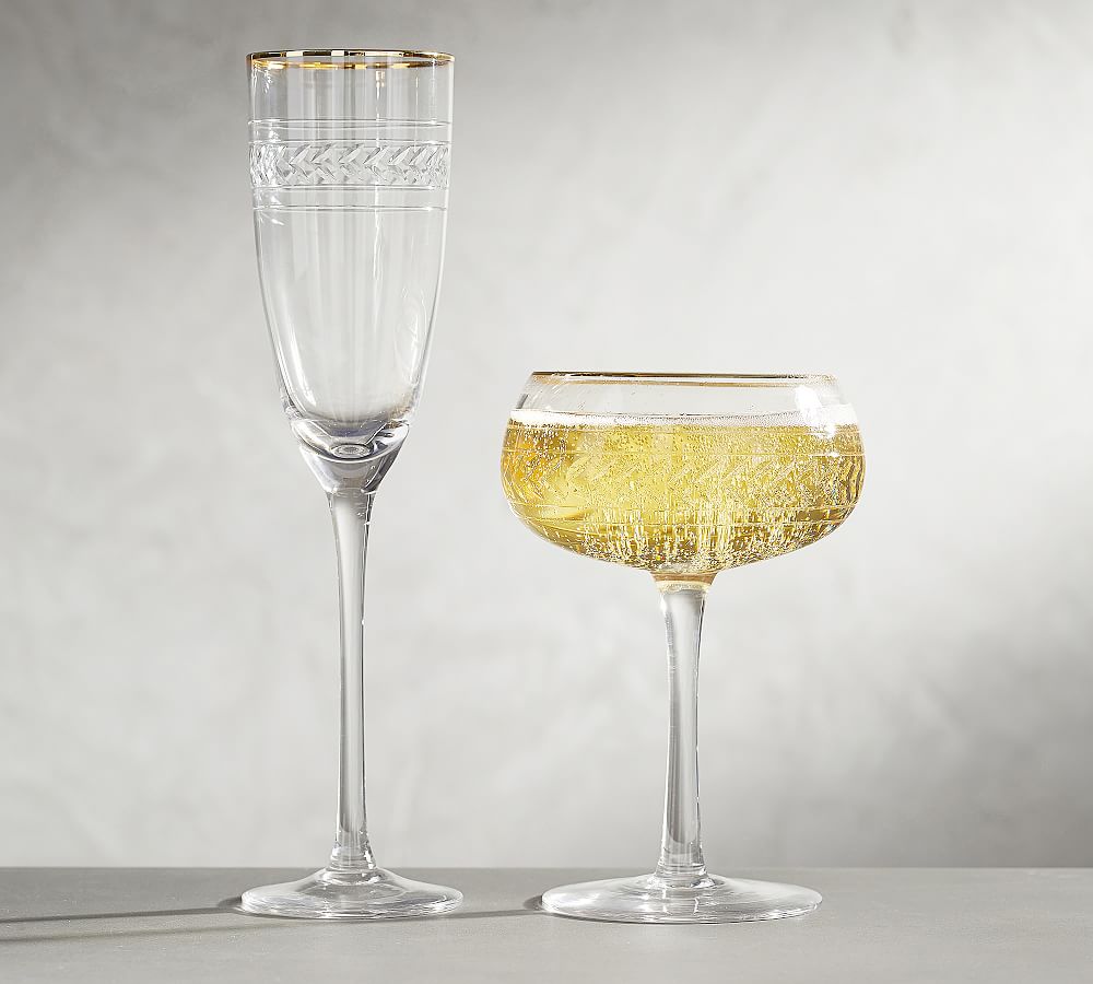 Blair Gold Champagne Glasses, Set of 4