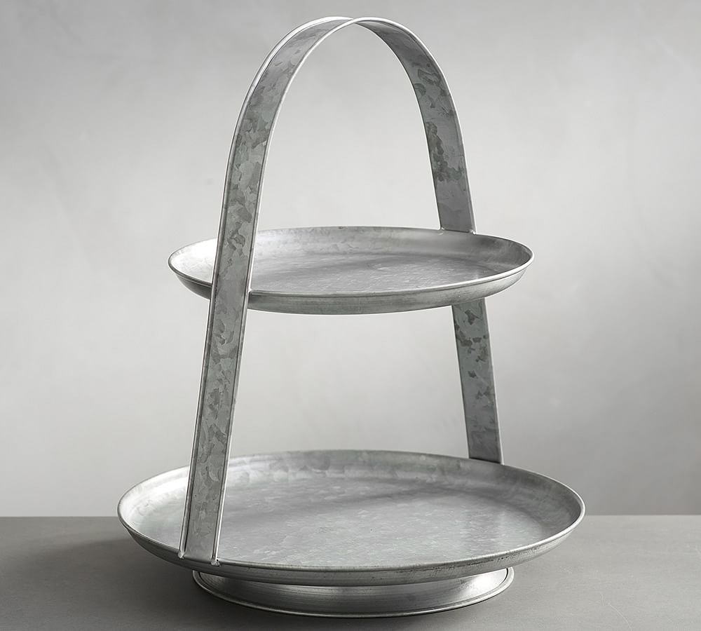 Galvanized Metal Two Tiered Stand