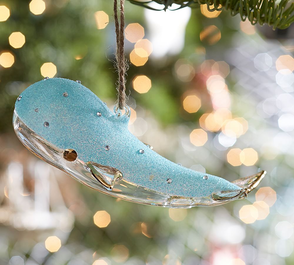 Glass Blue Whale Ornament