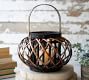 Round Willow Lantern With Wooden Handle