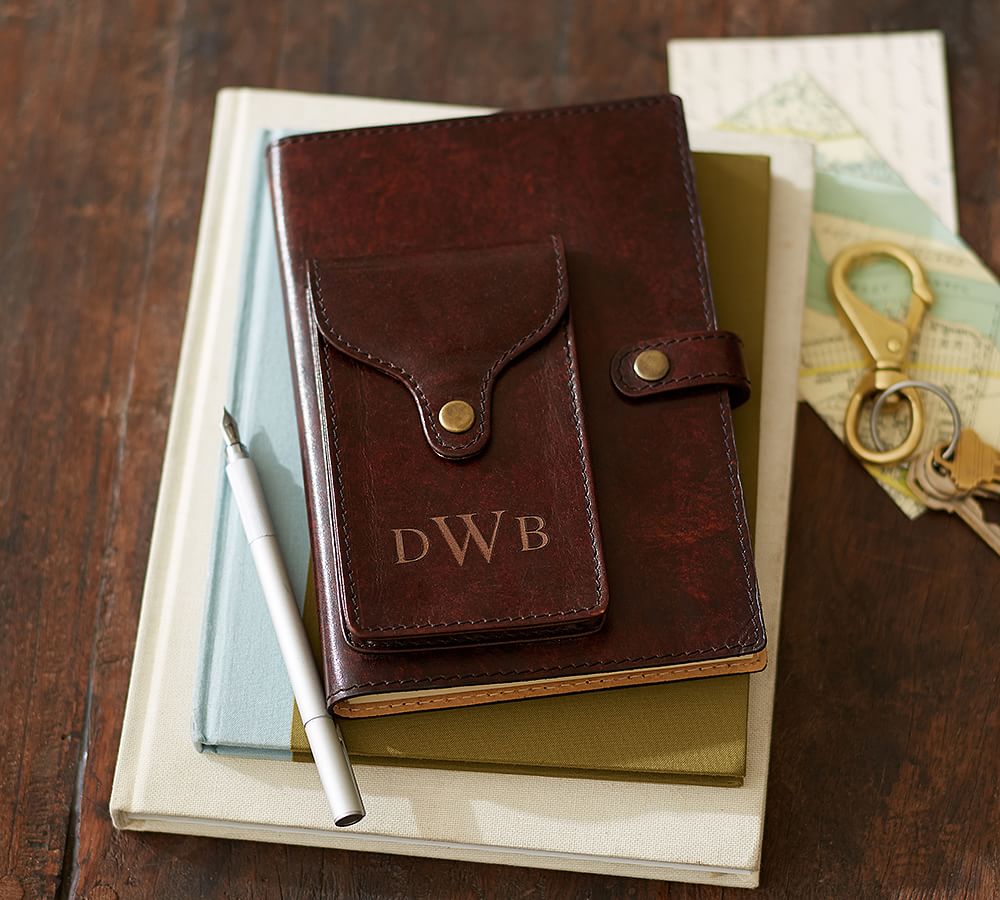 Personalized Saddle Leather Journal with Pocket